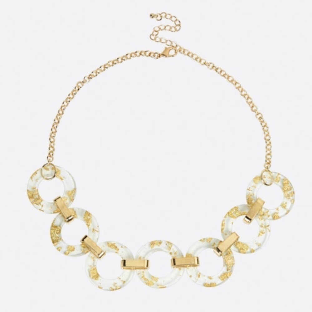 New Gold & Acrylic Link Statement Necklace